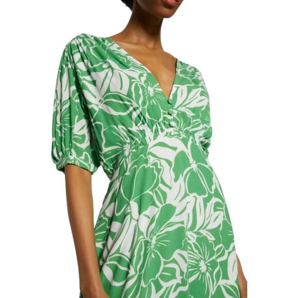 Faithful The Brand La Castella Green White Tropical Mini Dress Size 4 - Picture 9 of 15